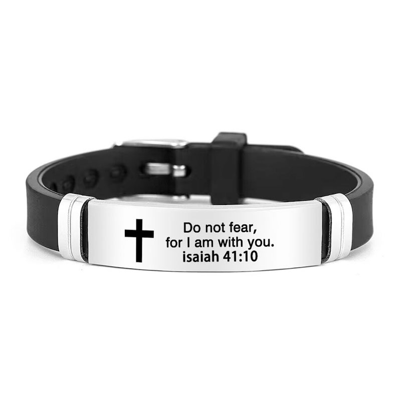 Bracelet homme en caoutchouc noir avec plaque en acier inoxydable