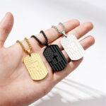 Collier Homme plaque militaire avec croix – Acier Inoxydable